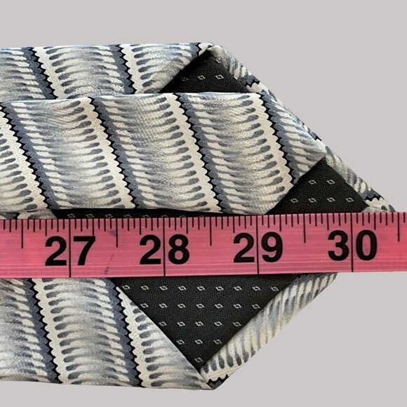 Salvatore Pellegrino Mens Gray Black Silver‎ Striped 100% Silk Necktie Italy - Picture 4 of 6